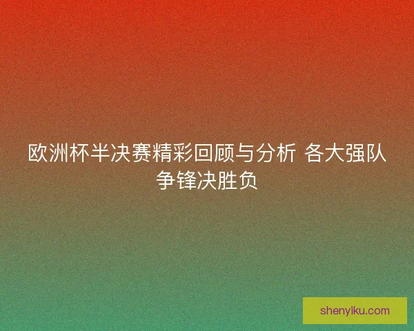 欧洲杯半决赛精彩回顾与分析 各大强队争锋决胜负
